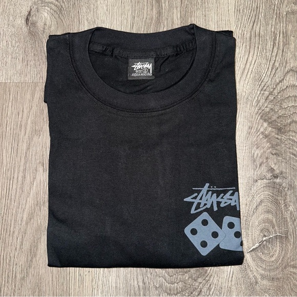 STUSSY Dice Pigment Dyed Tee Mens T Shirt Black & Gray Size S - Picture 10 of 10